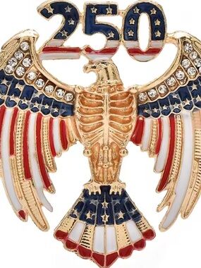 Patriotic 250 Anniversary Eagle USA Flag Brooch